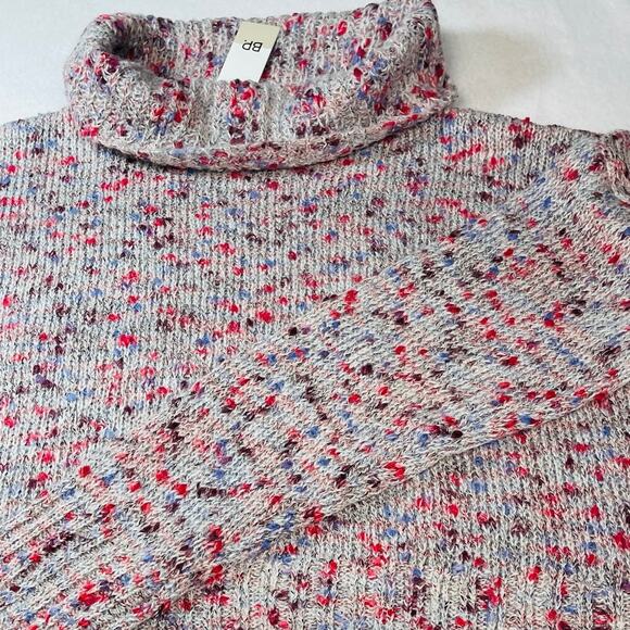 BP SZ M cowl neck gray multi color knit pullover sweater NWT B28 - Picture 4 of 8